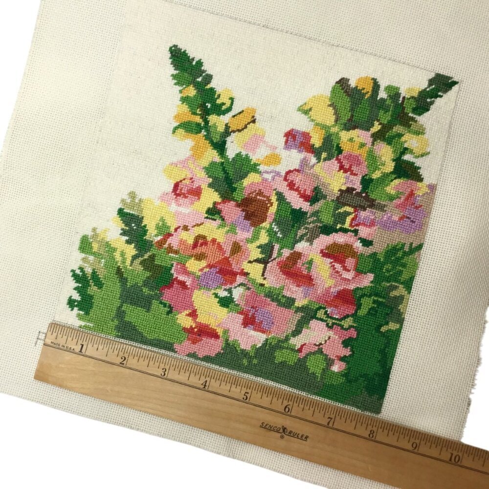 Finished Ready to Frame Needlepoint Too Peas of Mind Snapdragon Hand Painted - Picture 6 of 8